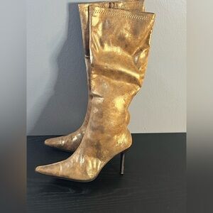 Diba Metallic Gold Stiletto Boots